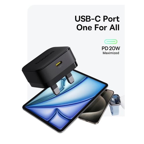 شاحن جداري بيسوس PD بقوة 20 واط + كابل تايب سى - ت...