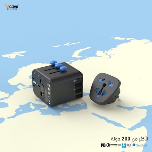 شاحن جداري ب4منافذ بقوة 30 واط - السفير -اللون الا...