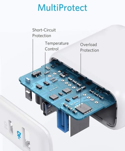شاحن جداري انكر باور بورت بقوة 35 واط بمنفذين USB-...