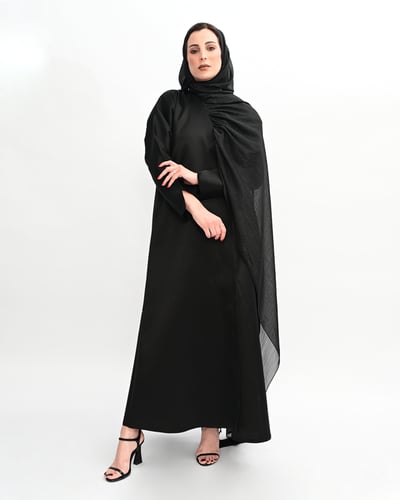 عباية تفته سوداء بشال