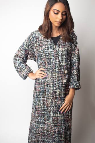 عباية شتوية موديل جاكيت بقماش التويد