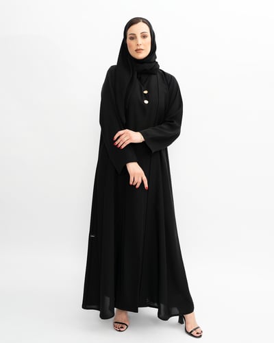 عباية مغلقه بازرار ذهبيه