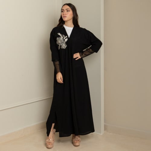 عباية كتان بتطريز