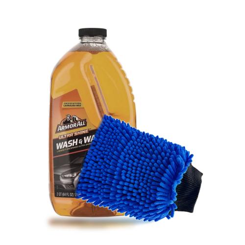 بكج شامبو واكس ارمورل مع قفاز غسيل مايكروفايبر