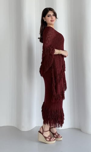 فستان لونا تشيك عنابي