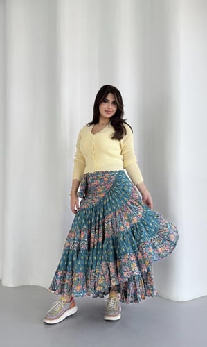 تنورة تركواز فلورز