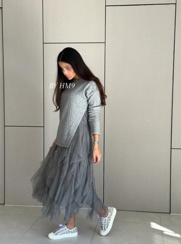 فستان ديسمبر رمادي