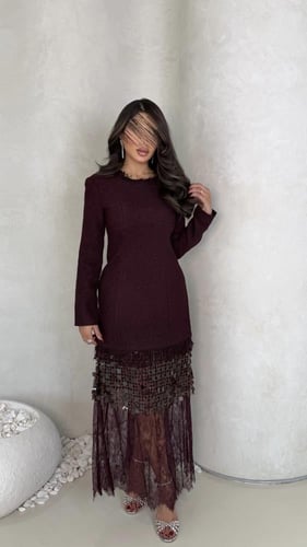 فستان برغندي دانتيل