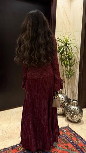 طقم تريكو عنابي