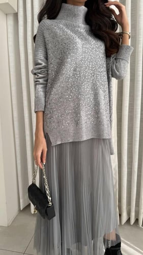 فستان ديسمبر ترتر رمادي