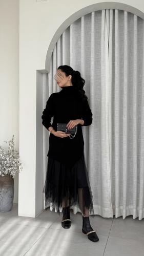 فستان بلاك ساند بياقة