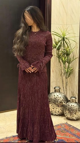 طقم تريكو عنابي