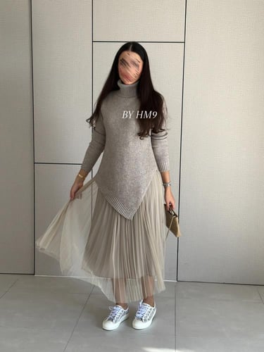 فستان ديسمبر بيج غامق بياقة