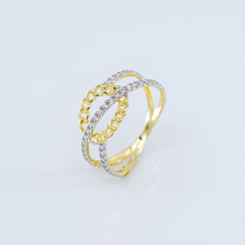 خاتم من كولكشن التوينز الثابت المتداخل مع الذهب ال...