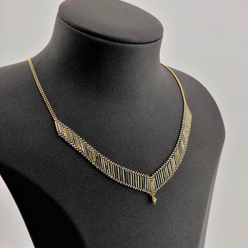 عقد الموناسايت الايطالي لونين الذهب صافي عيار 18