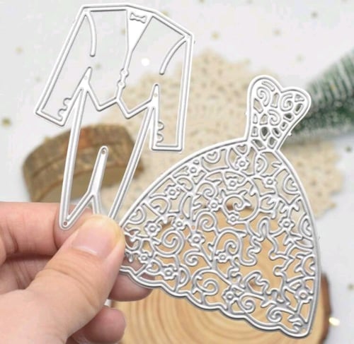 قالب قطع الورق على شكل بدل عروسين