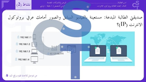 عرض تقنية رقمية 1-3 ثانوي-الدرس3:بروتوكول الإنترنت...