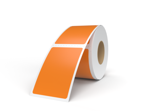 ورق طباعة حراري لاصق لون برتقالي Thermal Roll Labe...