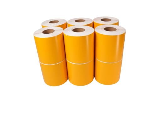 ورق طباعة حراري لاصق لون برتقالي Thermal Roll Labe...