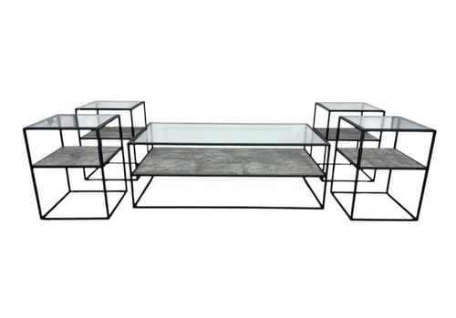 طقم طاولات خشب مع زجاج 4في1