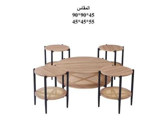 طقم طاولات خشب 4x1