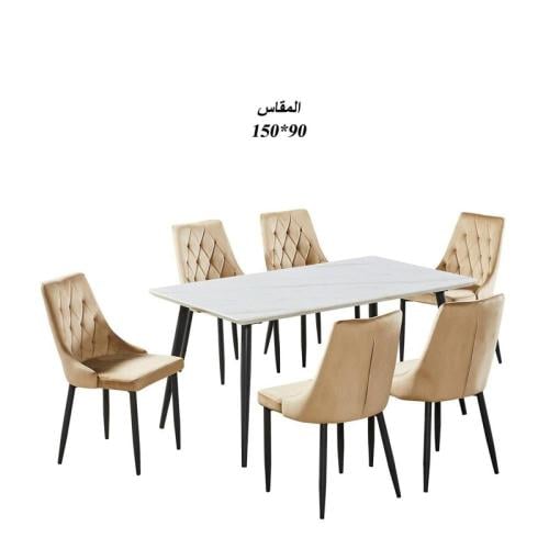 طاولة طعام رخام مع 6 كراسي : SHMLM-020