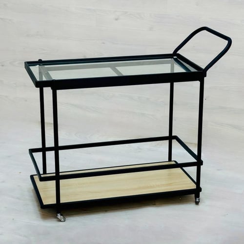 عربية تقديم خشب مع زجاج