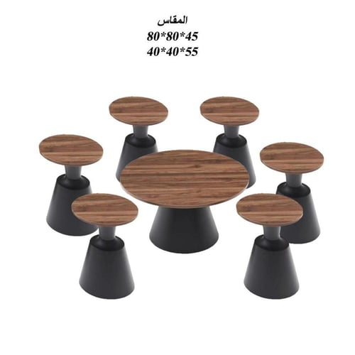 طقم طاولات شاي خشب 1+6 : SHMLC167