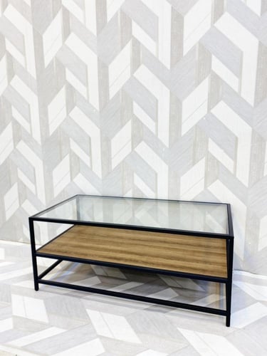 طاوله مفرد دورين زجاج مع خشب 110x60