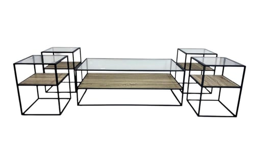 طقم طاولات خشب مع زجاج 4في1