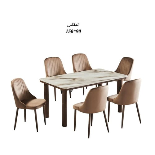طاولة طعام رخام مع 6 كراسي