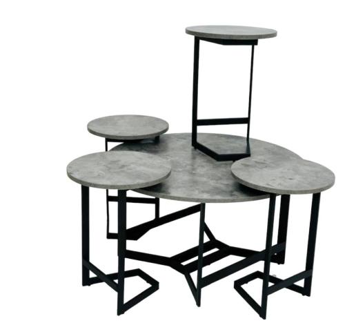 طقم طاولات4×1خشب لون رصاصي