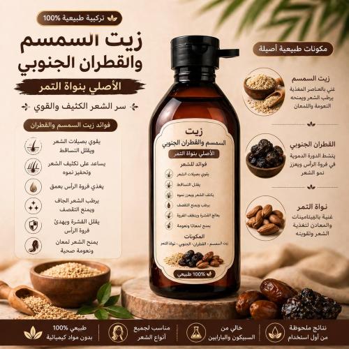 زيت القطران والسمسم الجنوبي ونواه التمر 250 ml
