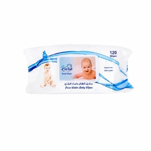 Best unscented wet wipes for children - moist with pure water, 120 wipes pack - Rivan water wipes for children