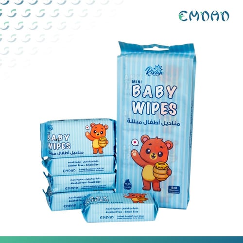 مناديل ريفان صغيرة جيب مبللة للأطفال – ناعمة، معقم...