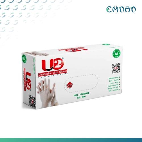 قفاز يو تو فينيل بدون بودر أبيض M