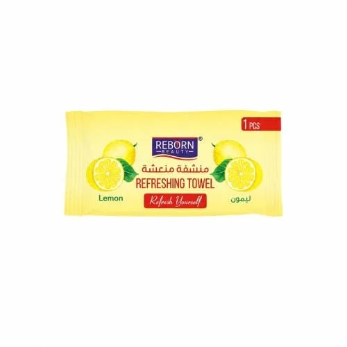 A damp towel with refreshing lemon scent from Rebo...