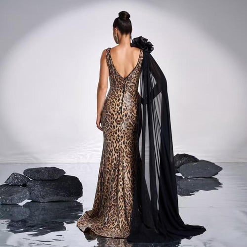 فستان سهر تايقر تركي مع شيفون اسود