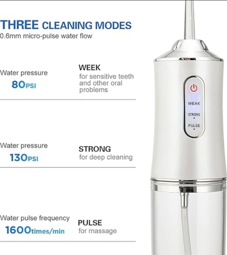جهاز ري الأسنان بالخيط المائي مع 3 أوضاع منظف أسنا...