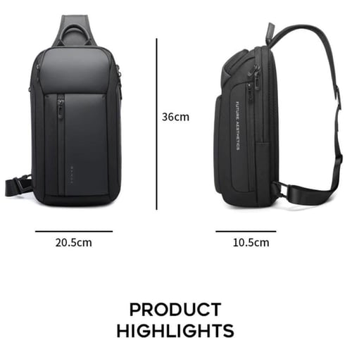 حقيبة كتف مضادة للسرقة مقاومة للماء مع منفذ USB -...