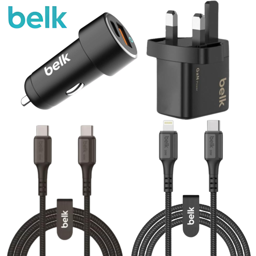 بكج من belk شاحن جداري 23واط و سيارة 53واط و تايب سي إلى لايتنينج للايفون 30واط وكيبل شاحن تايب سي تايب سي 60واط