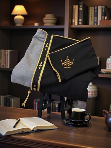 فروه وجهين دقه بشت الكشميري اسود مع رصاصي