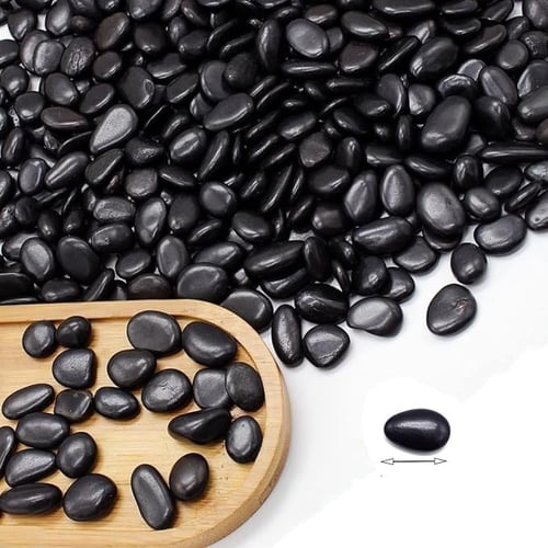 حصى زينة سوداء ناعمة مصقول لامع لحوض السمك والنبات...