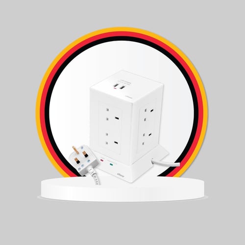 وصلة كهربائية مربعة طاقة بـ 8 مقابس و منفذين USB ل...