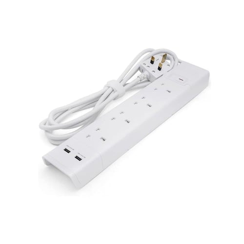 وصلة طاقة بـ 4 مقابس و منفذين USB للشحن السريع كيب...