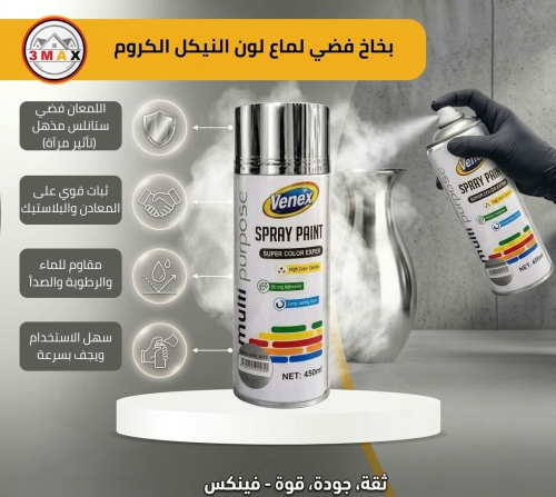 بخاخ دهان فضي لماع ستانلس . صنع الصين . سعة 450 مي...