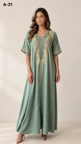 جلابيه ساده مطرزه كم قصير A-31