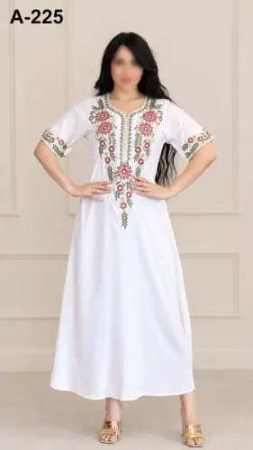 جلابيه ساده مطرزه كم قصير A-225