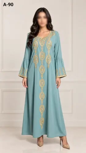 جلابيه ساده مطرزه كم طويل A-90