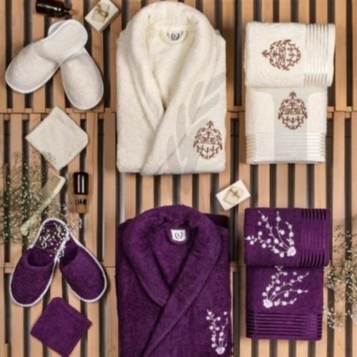 طقم روب حمام 14 قطعة قطن